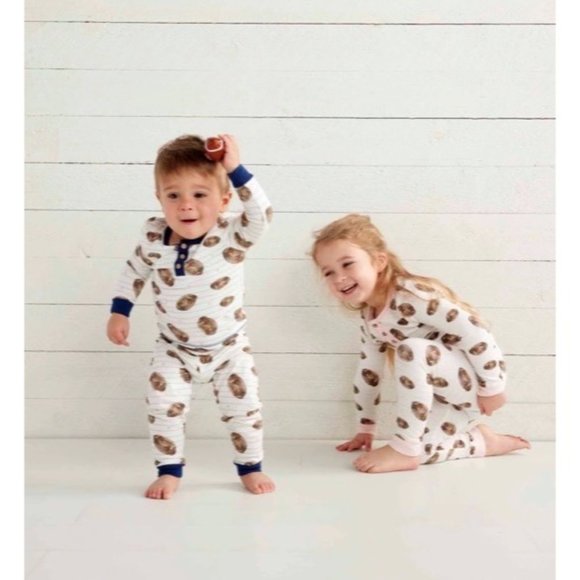 Mud Pie PINK FOOTBALL TODDLER PAJAMA PJ set 5T girls fall 2pc set ruffles sports - Picture 4 of 6
